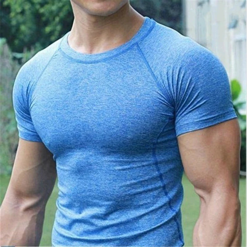 Men Quick Dry Fitness Tees Outdoor Sport Running Climbing Short Sleeves Tights Bodybuilding Tops Gym Train Compression T-shirts